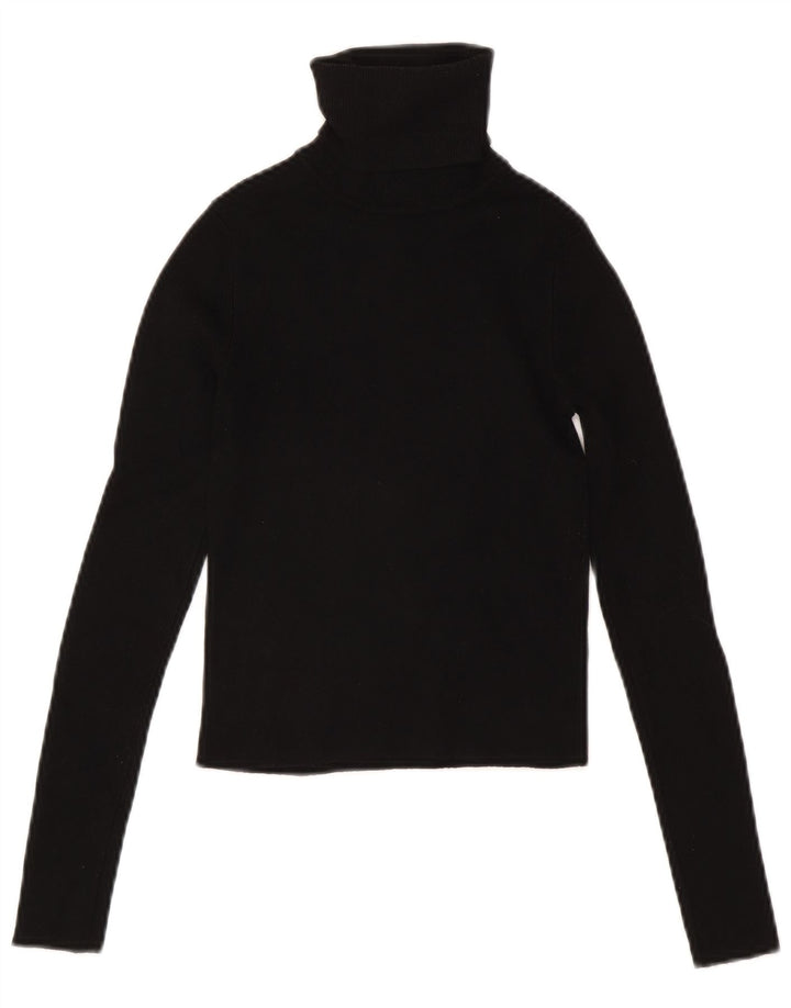 Zara Womens Crop Top Langærmet UK 8 Small Black Viscose