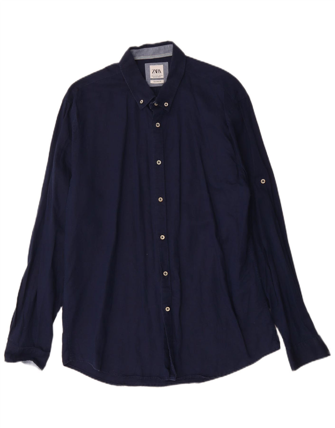 ZARA Herre Relaxed Fit Shirt XL Navy Blue