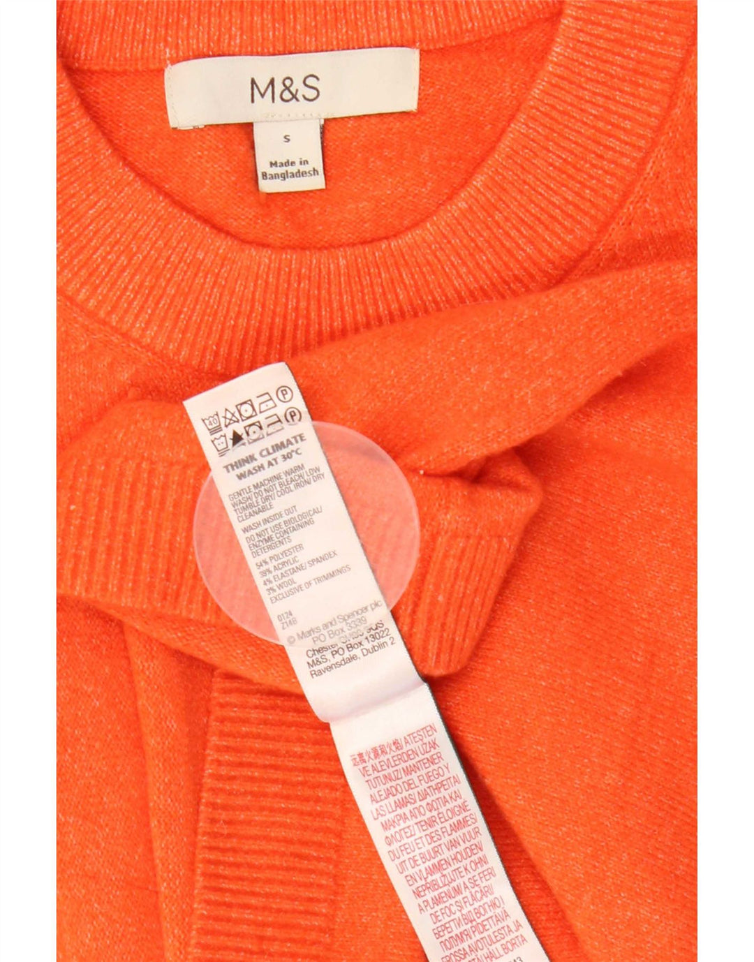 Marks & Spencer Dame Oversized T-Shirt Top UK 10 Small Orange Polyester