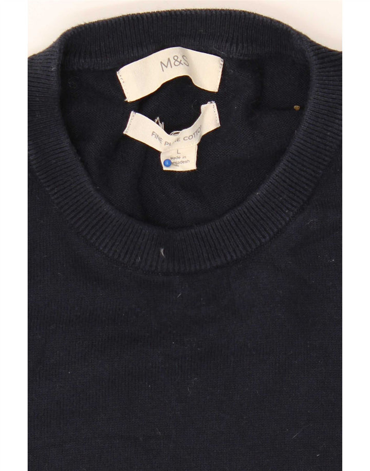 Marks & Spencer Herre sweater med rund hals, stor marineblå bomuld