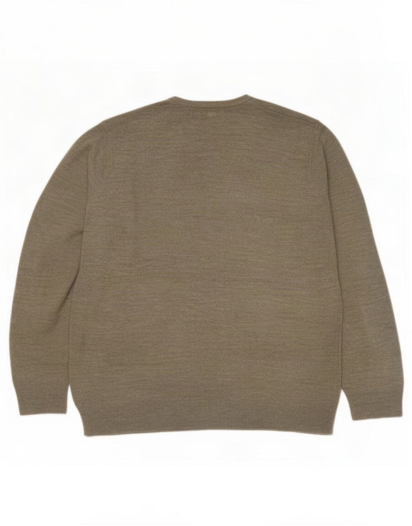 Marks & Spencer Herre V-hals sweater XL Khaki Flecked Acryl