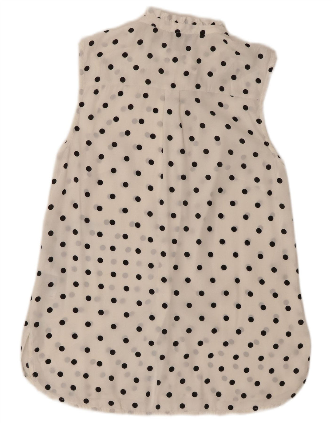 Oasis Dame ærmeløs skjortebluse UK 8 Small White Polka Dot Polyester