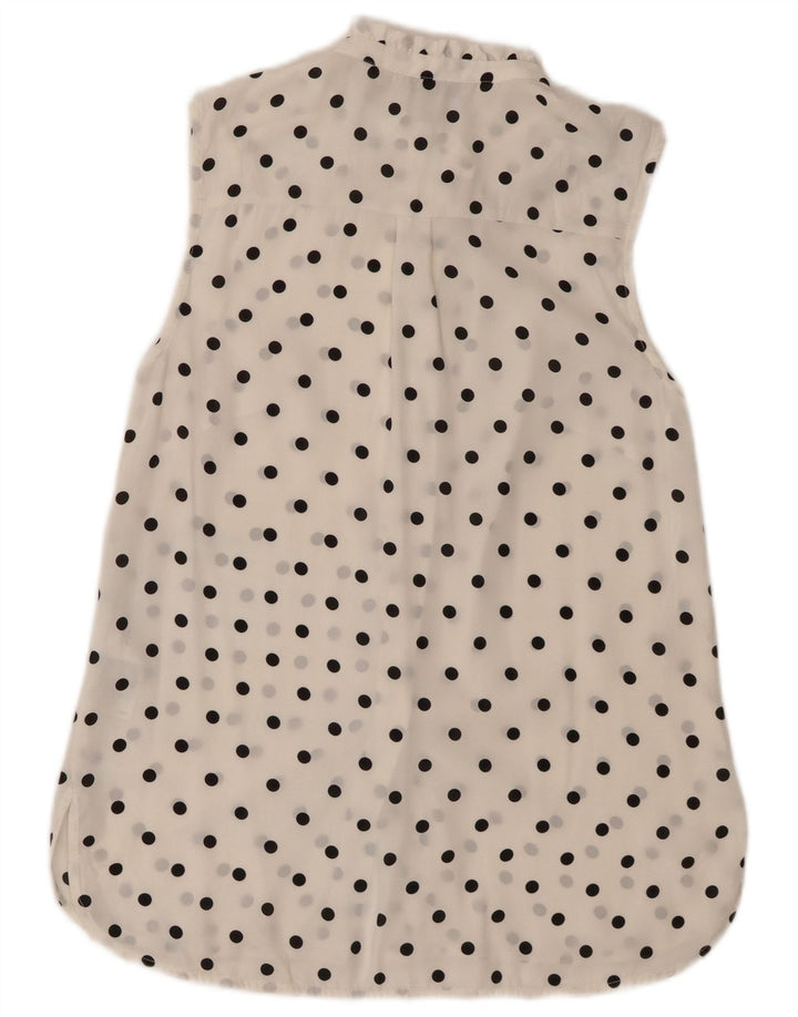 Oasis Dame ærmeløs skjortebluse UK 8 Small White Polka Dot Polyester