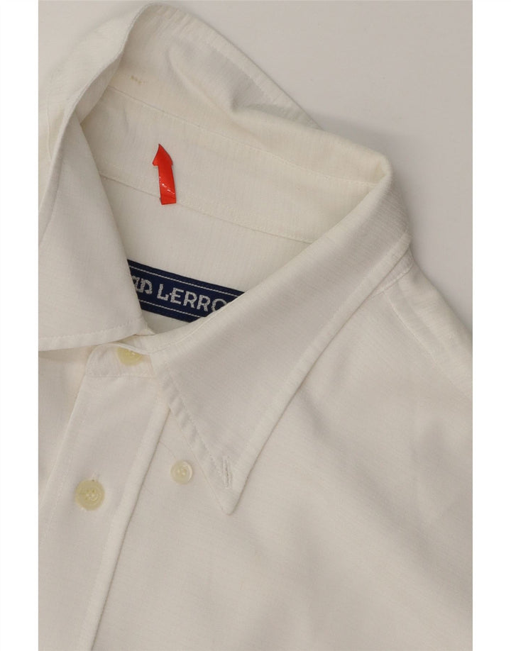 LERROS Mens Short Sleeve Shirt Large White Viscose Vintage Lerros and Second-Hand Lerros from Messina Hembry 