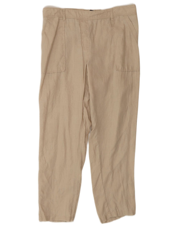 Marks & Spencer koniske bukser til kvinder UK 12 Medium W30 L27 Beige hør