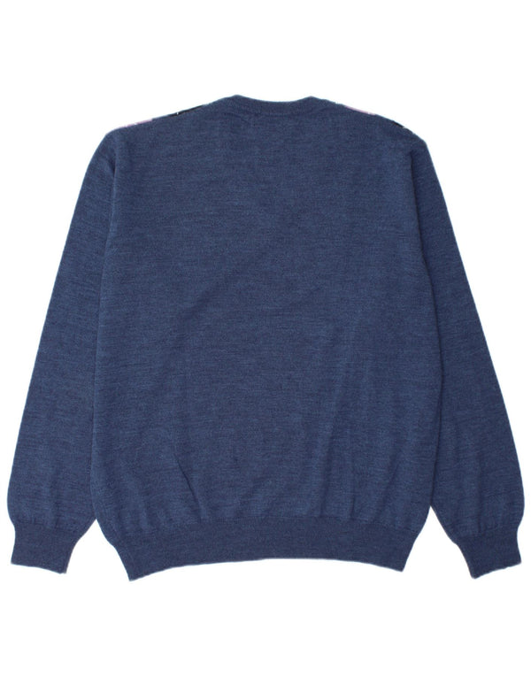 Il Granchio Herre V-hals sweater Large Navy Blue Argyle/Diamond