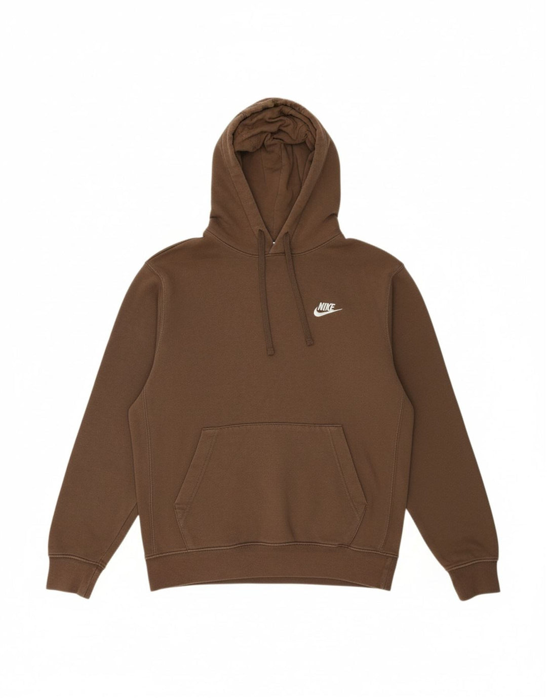 NIKE Mens Hoodie Jumper Small Brown Cotton