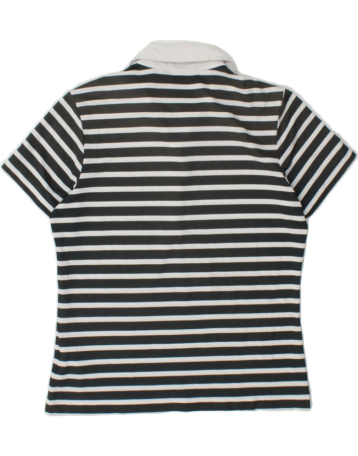 NIKE Womens Dri Fit Polo Shirt UK 12/14 Medium Black Striped Polyester Vintage Nike and Second-Hand Nike from Messina Hembry 