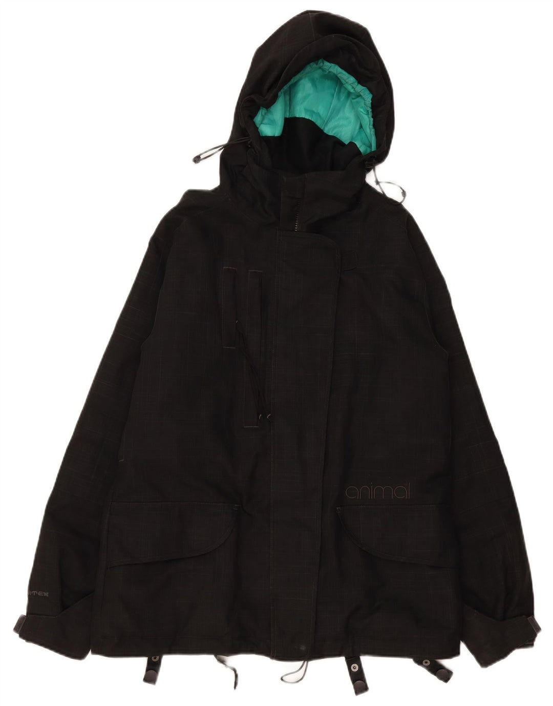 Animal Dame Hooded Windbreaker Jacket UK 14 Stor sort ternet polyester