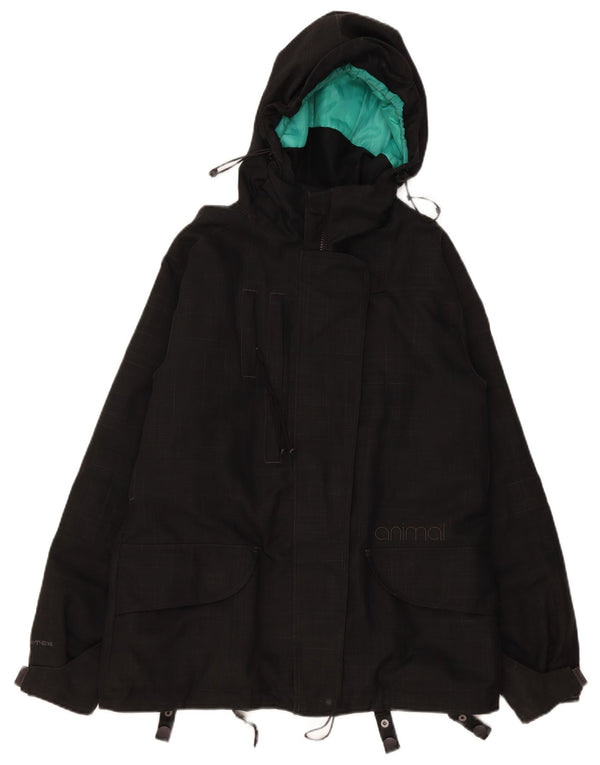 Animal Dame Hooded Windbreaker Jacket UK 14 Stor sort ternet polyester