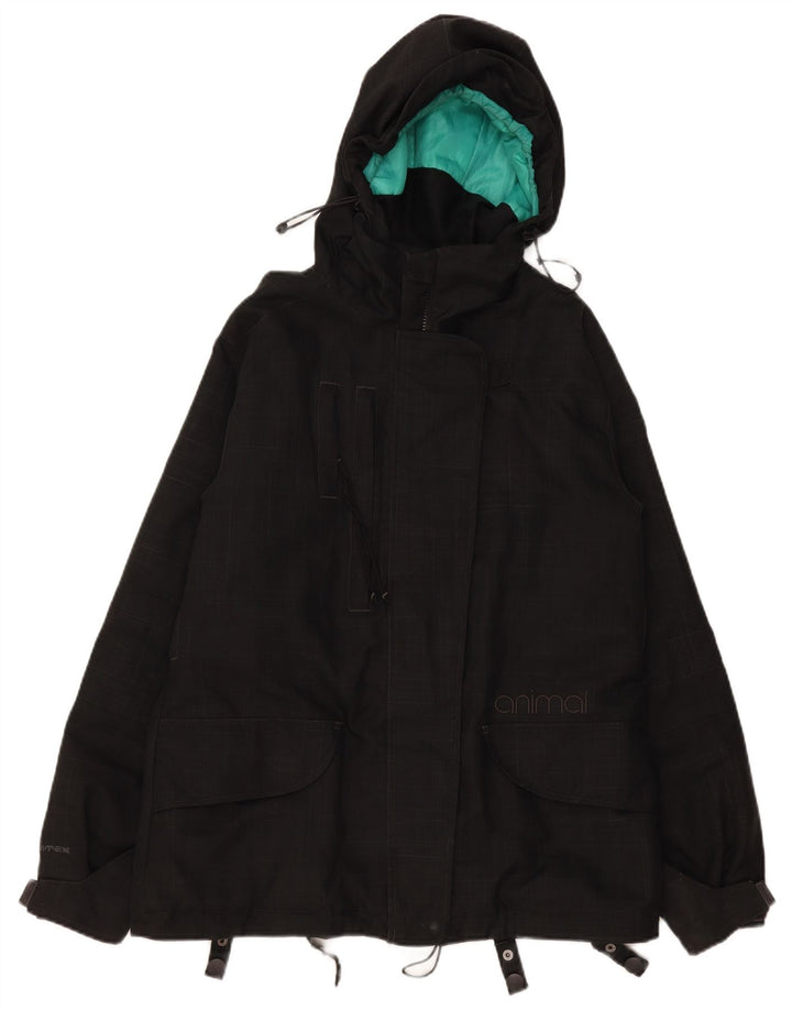 Animal Dame Hooded Windbreaker Jacket UK 14 Stor sort ternet polyester