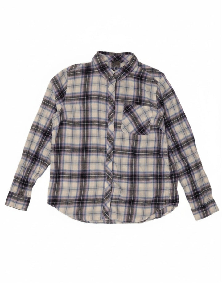 Eddie Bauer Dame Flanelskjorte UK 14 Medium Lilla Plaid Bomuld