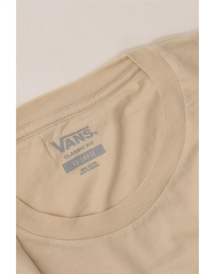 VANS Herre Classic Fit T-Shirt Top 2XL Beige Bomuld