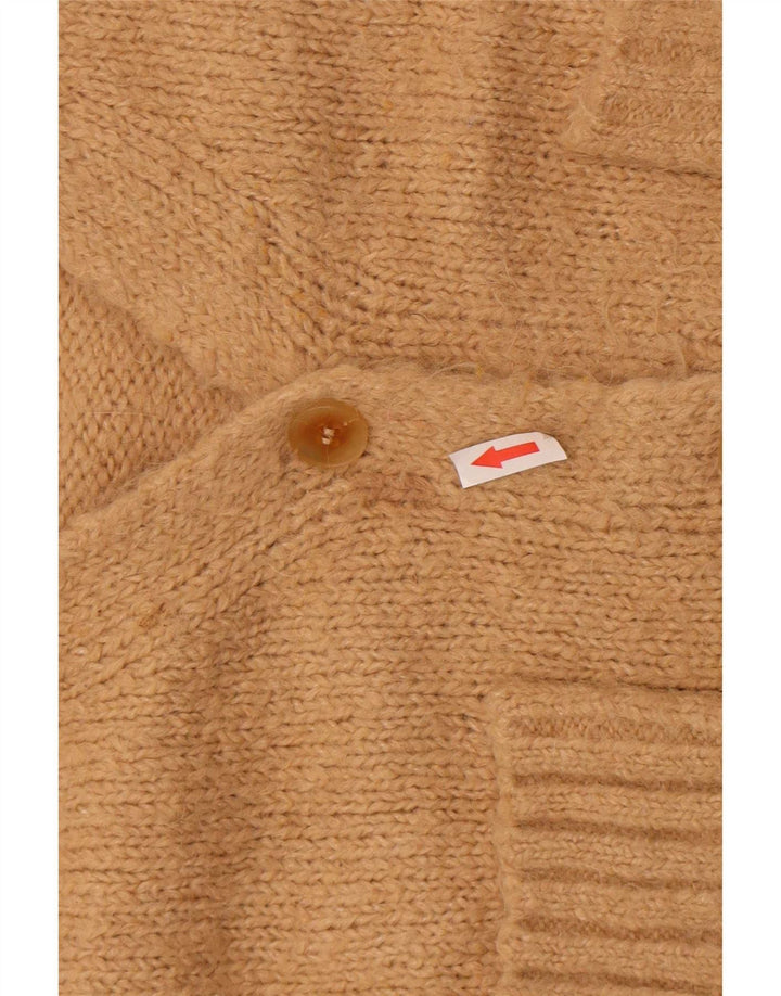 Zara Womens Crop Cardigan Sweater UK 14 Medium Beige Alpaca Uld