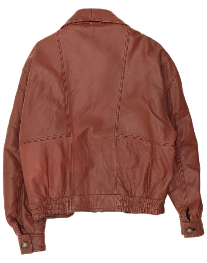 UMBERTO OLIVIERI Mens Leather Jacket IT 52 XL Burgundy