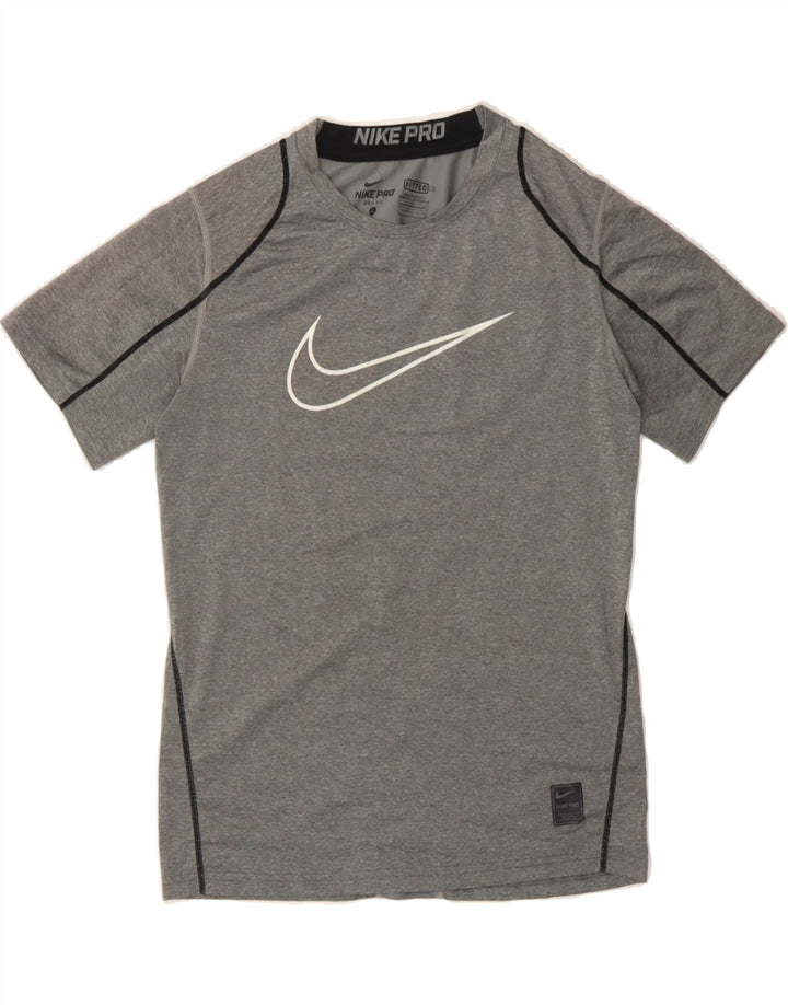 NIKE Womens Fitted T-Shirt Top UK 16 Large Grey Polyester Vintage Nike and Second-Hand Nike from Messina Hembry 