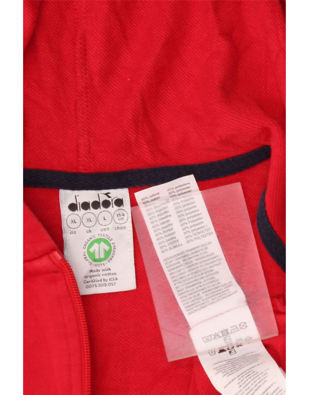 DIADORA Grafisk hættetrøje med lynlås til drenge 11-12 år XL rød bomuld