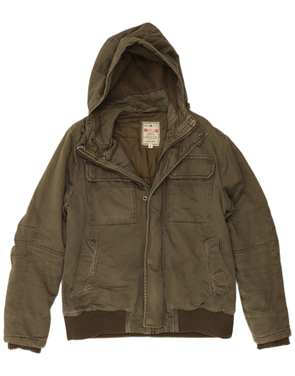 Mustang Herre Hooded Utility Jacket UK 38 Medium Khaki Cotton