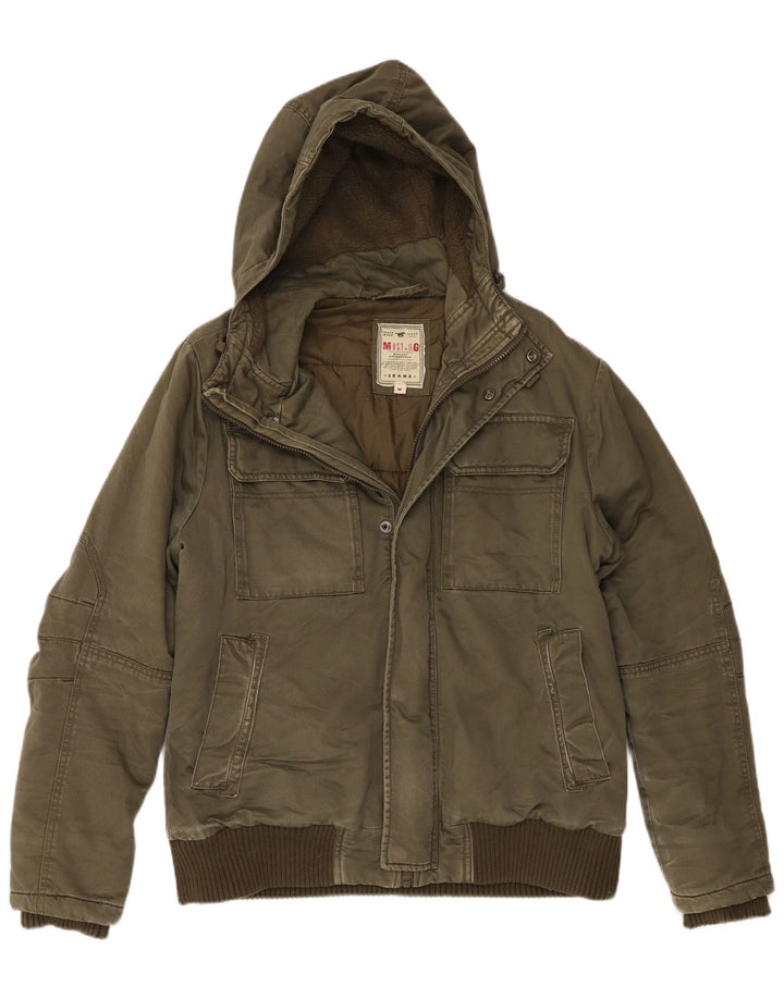 Mustang Herre Hooded Utility Jacket UK 38 Medium Khaki Cotton