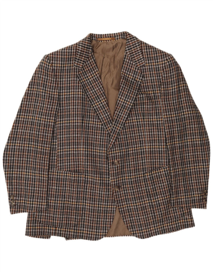 Vintage herre 2-knaps blazerjakke UK 40 Large Brown Houndstooth Cashmere