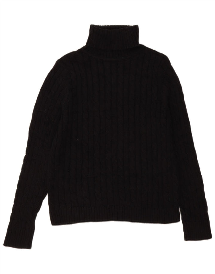 L.L.Bean Dame Rullehalset Sweater UK 10 Small Black Bomuld