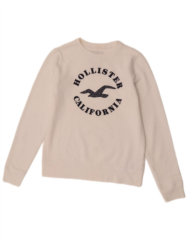 Hollister Herre grafisk sweatshirt Jumper XS Hvid bomuld