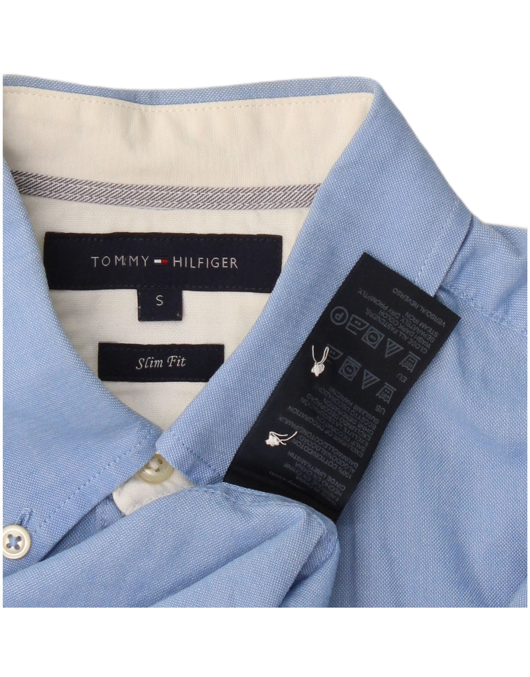 Tommy Hilfiger Herre Slim Fit skjorte lille blå bomuld