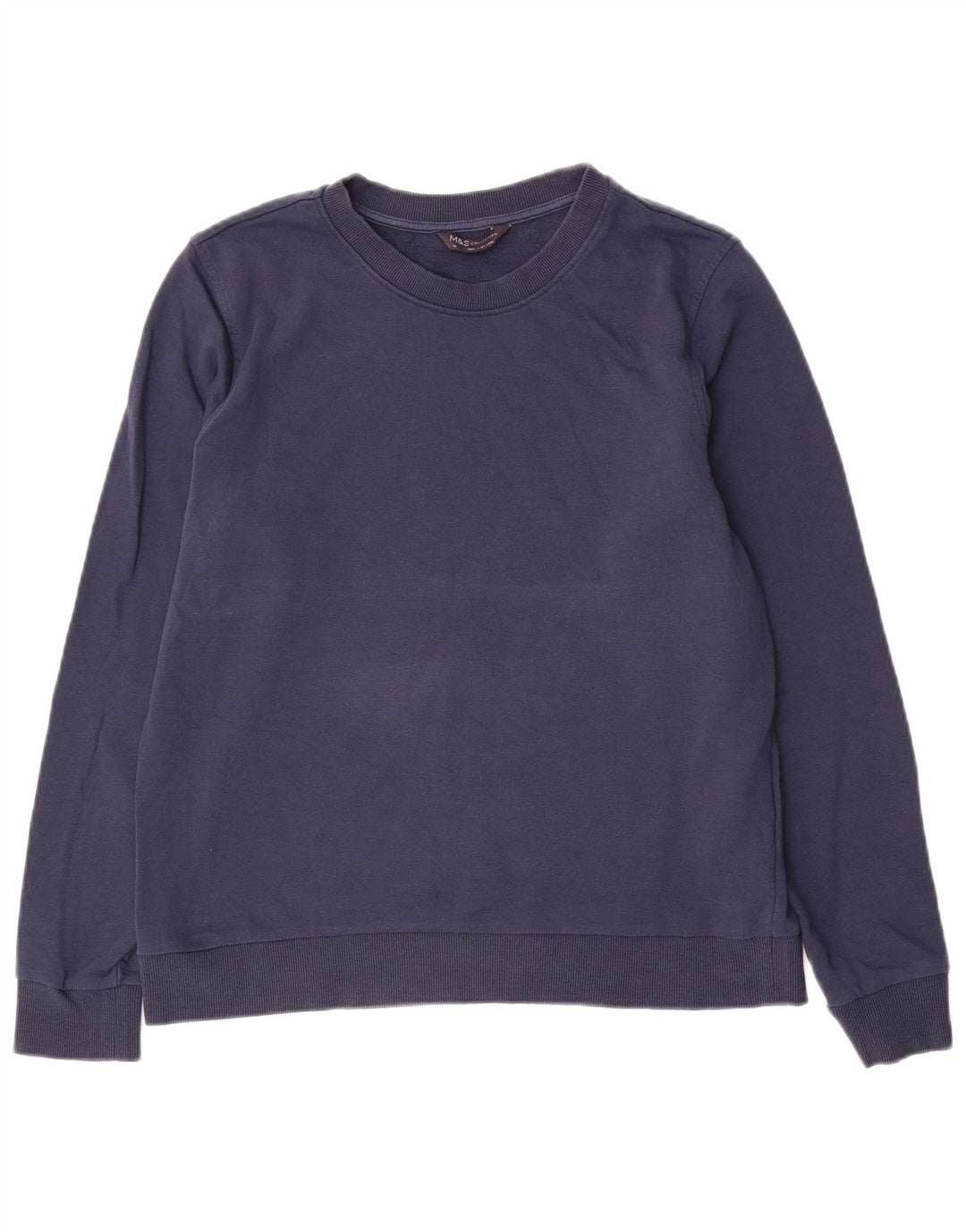 Marks & Spencer Dame Sweatshirt Jumper UK 14 Stor marineblå bomuld