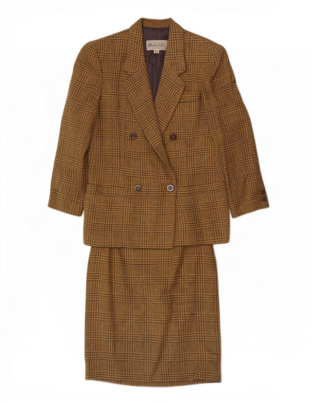Armando Calo Dame 2-delt nederdel Sæt EU 38 Medium W28 Gul Houndstooth