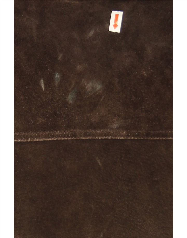 Eddie Bauer Dame Ruskind Crop Bomber Jacket UK 8 Lille brunt læder