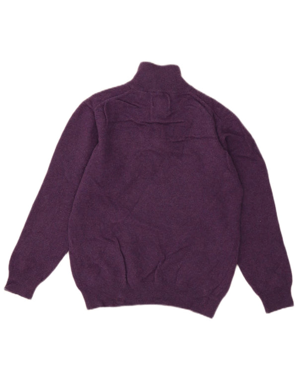 Gant Dame Zip Neck Jumper Sweater UK 14 Large Purple Lammeuld