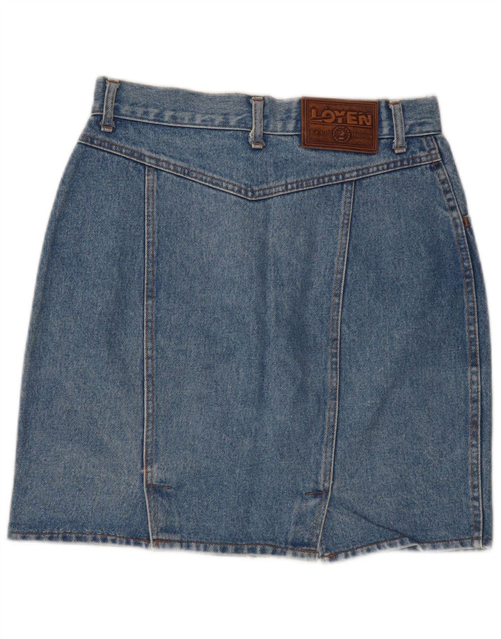 Vintage Dame Mini Denim Nederdel W29 Medium Blue Bomuld
