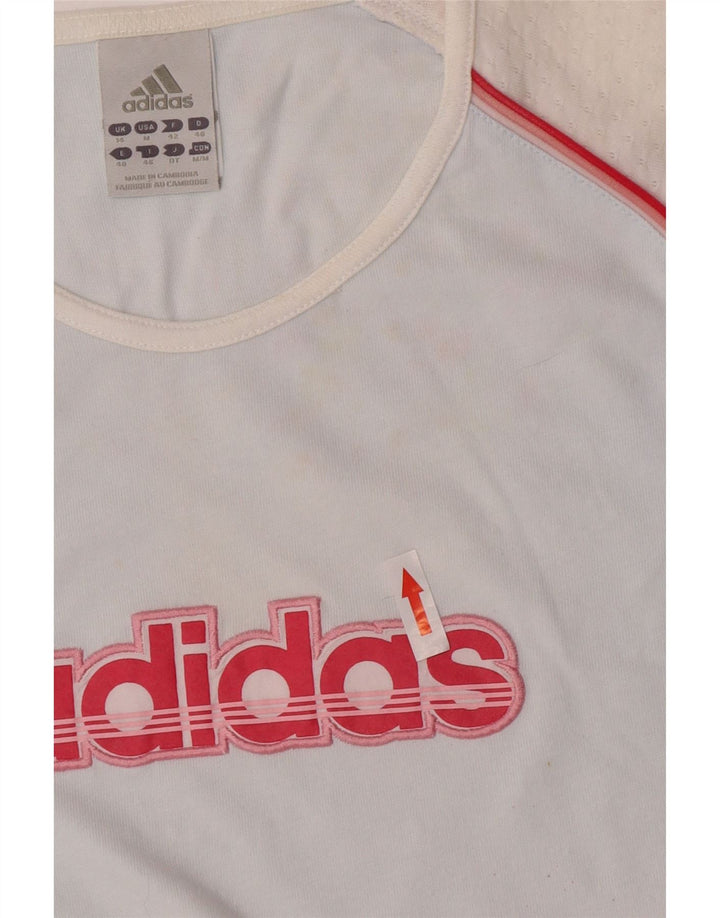 Adidas Dame Grafisk T-Shirt Top UK 14 Medium Blue Colourblock Bomuld