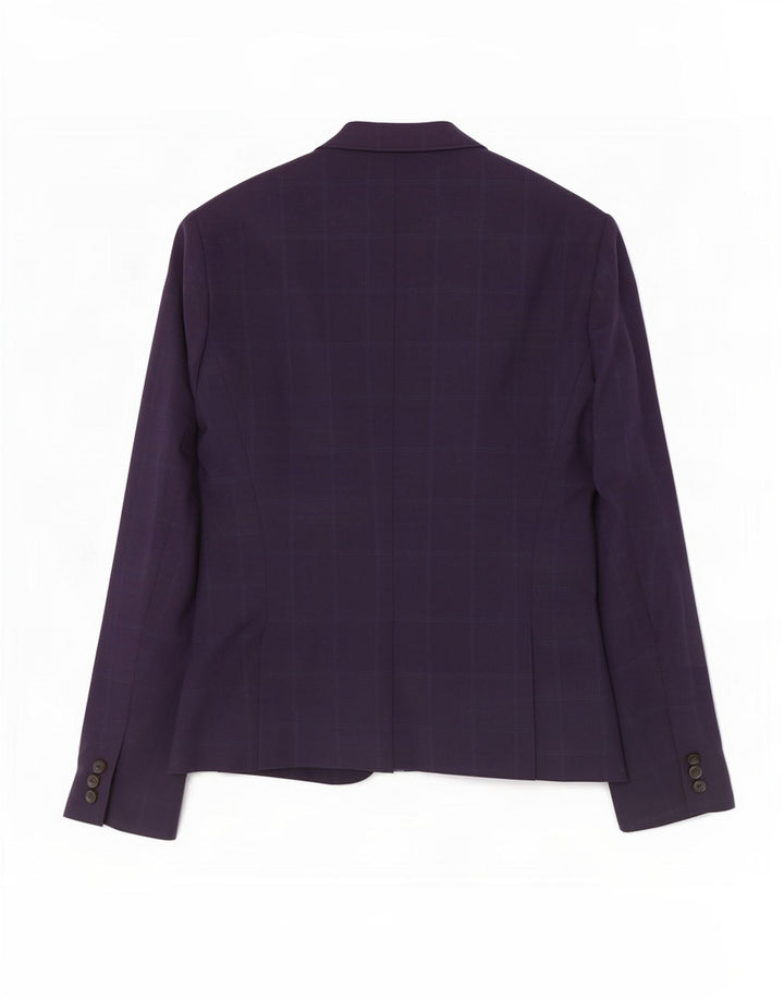 Zara Dame 1-knap blazerjakke EU 38 Small Navy Blue Check