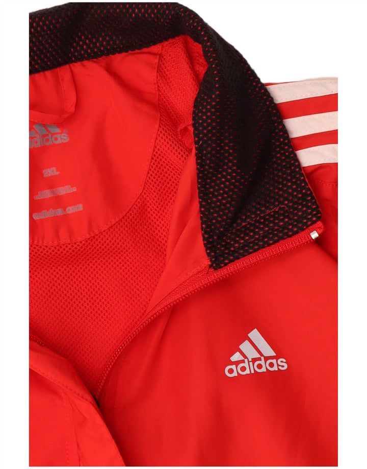 Adidas Womens Clima Proof Tracksuit Top Jacket UK 20 2XL Rød Polyester