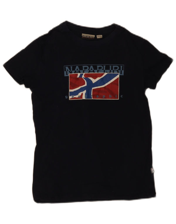 Napapijri Boys Geographic Graphic T-Shirt Top 9-10 år Marineblå Bomuld
