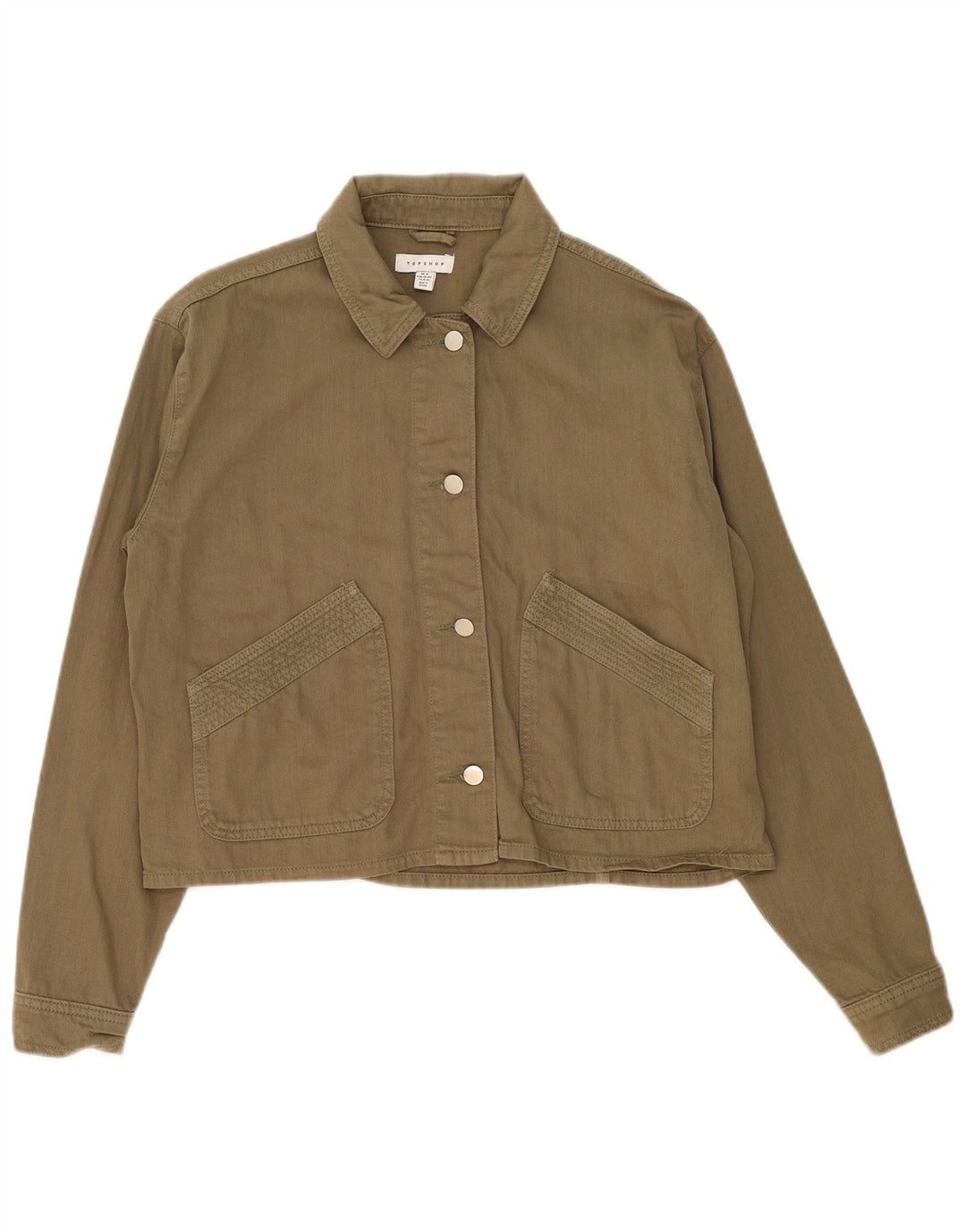 Topshop Kvinder Oversized Bomber Jacket UK 14 Medium Khaki Bomuld