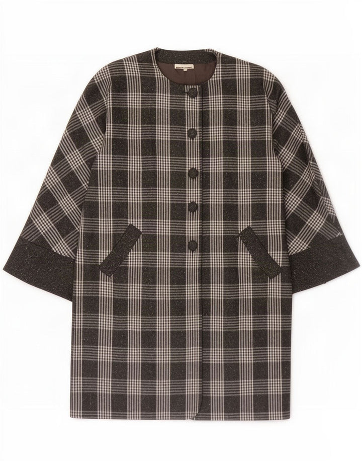 Vintage dameoverfrakke IT 48 XL Grå ternet Angora