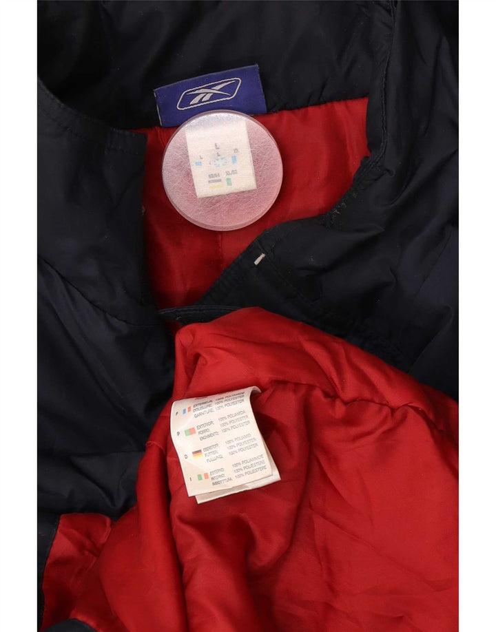 Reebok Herre Hooded Windbreaker Jacket UK 40 Large Navy Blue Nylon