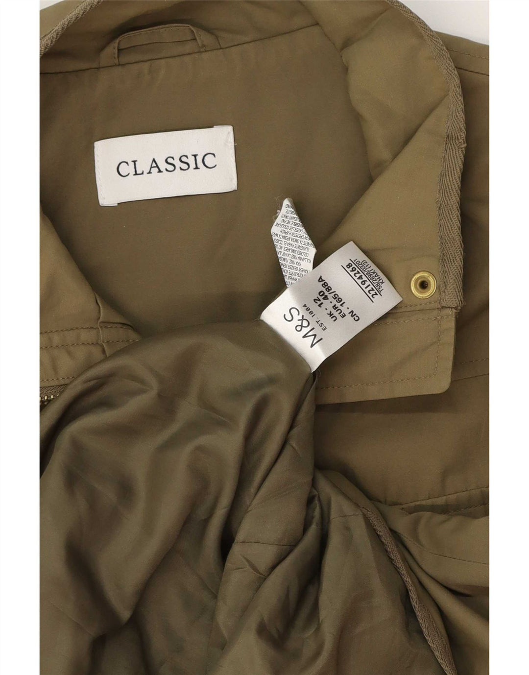 Marks & Spencer Womens Utility Jacket UK 12 Medium Khaki Polyamid