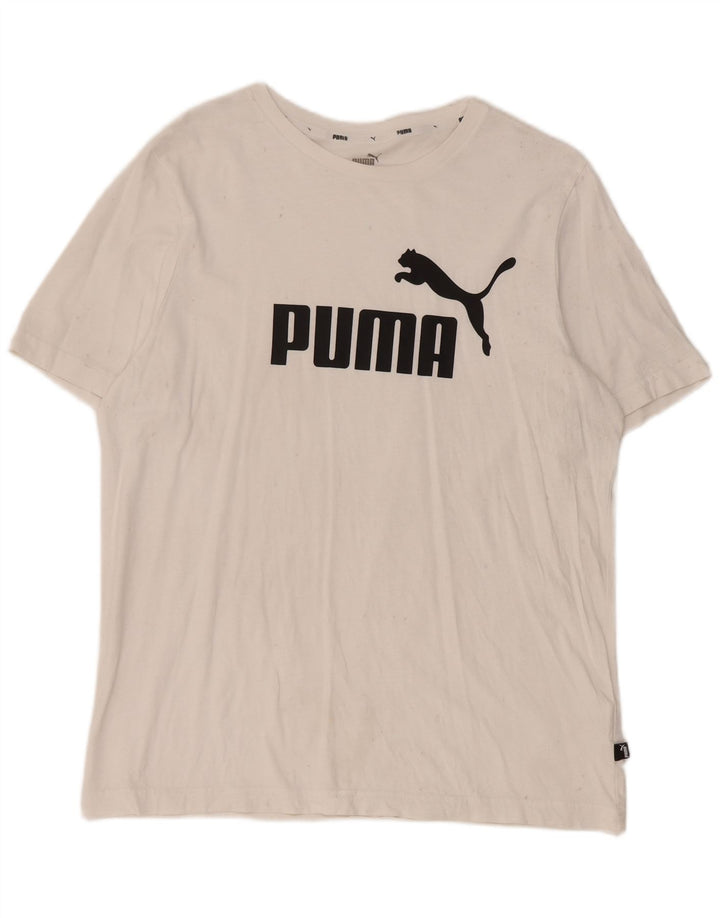 Puma Herre Grafisk T-Shirt Top Stor Hvid Bomuld