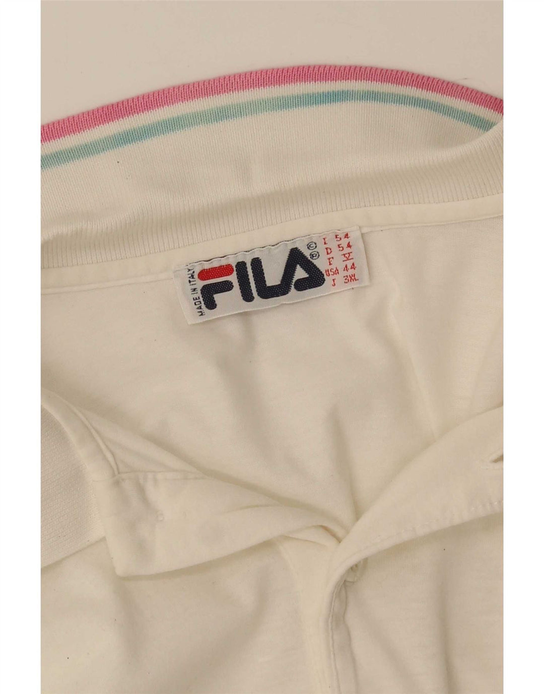 Fila Herre Grafisk Polo Shirt IT 54 XL Hvidstribet