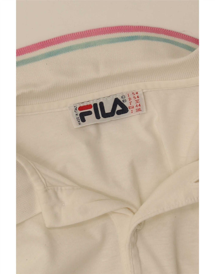 Fila Herre Grafisk Polo Shirt IT 54 XL Hvidstribet