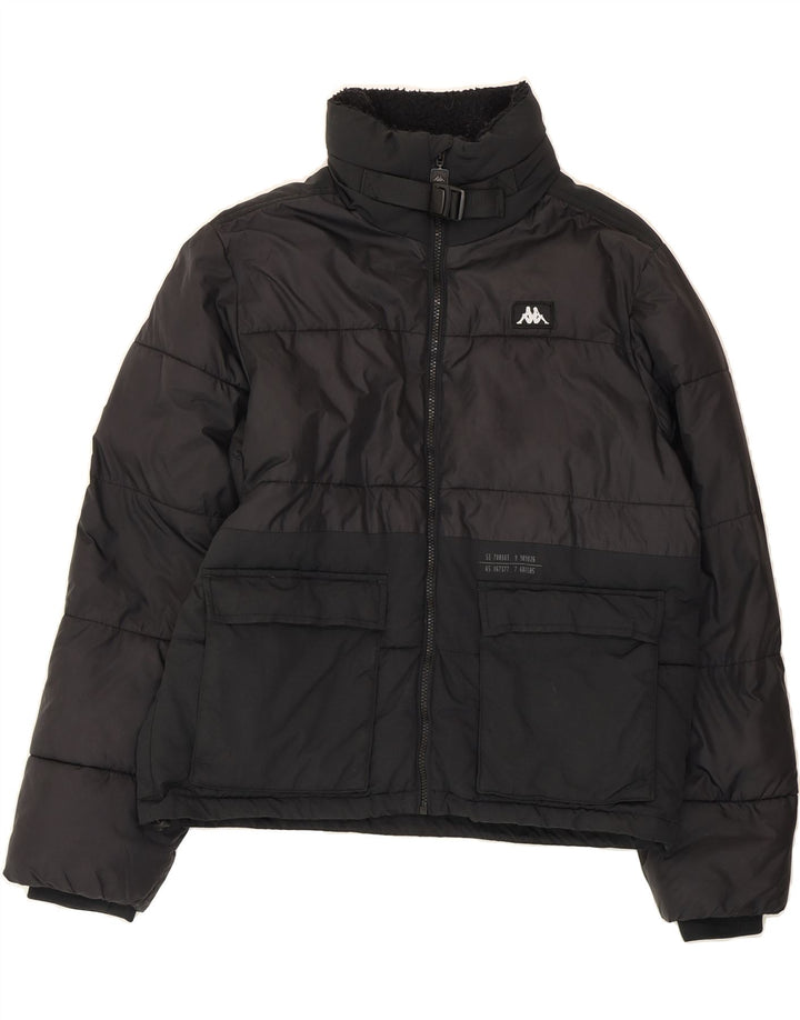 KAPPA Mens Padded Jacket UK 38 Medium Black Colourblock Vintage Kappa and Second-Hand Kappa from Messina Hembry 