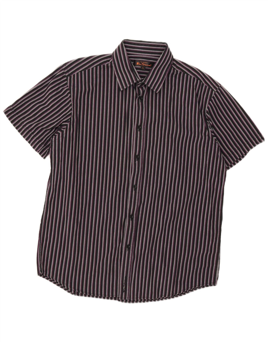 Ben Sherman Kortærmet Herreskjorte Stor sortstribet bomuld