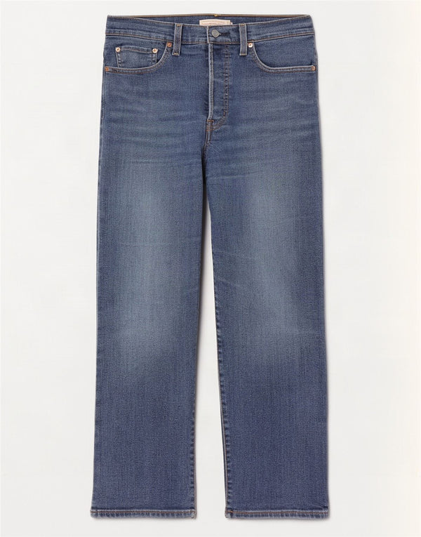 Levi's Dame Ribcage Straight Jeans W27 L29 Blå Bomuld