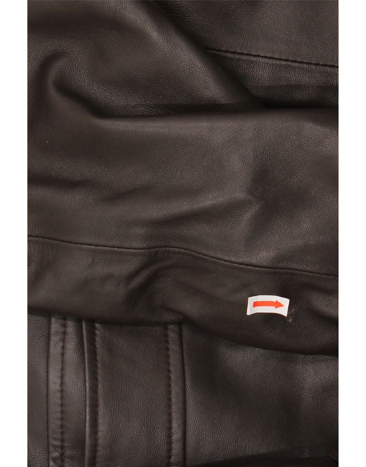VINTAGE Womens Military Leather Jacket IT 54 3XL Brown Leather