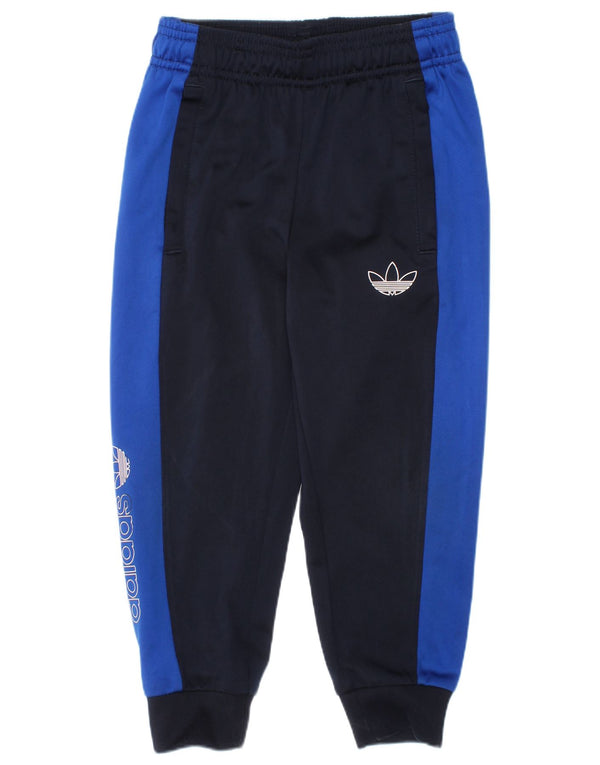 Adidas Drenge Træningsdragt Bukser Joggers 4-5 år Navy Blue Colourblock