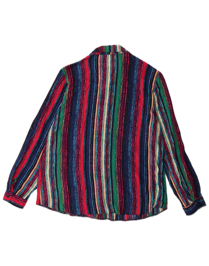 Vintage dameskjortebluse UK 12 Medium Flerfarvet stribet viskose