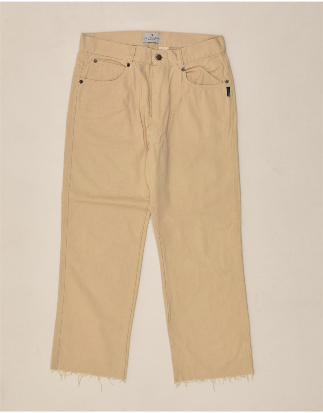 TRUSSARDI Boys Straight Jeans 15-16 Years W30 L24  Beige Cotton | Vintage Trussardi | Thrift | Second-Hand Trussardi | Used Clothing | Messina Hembry 